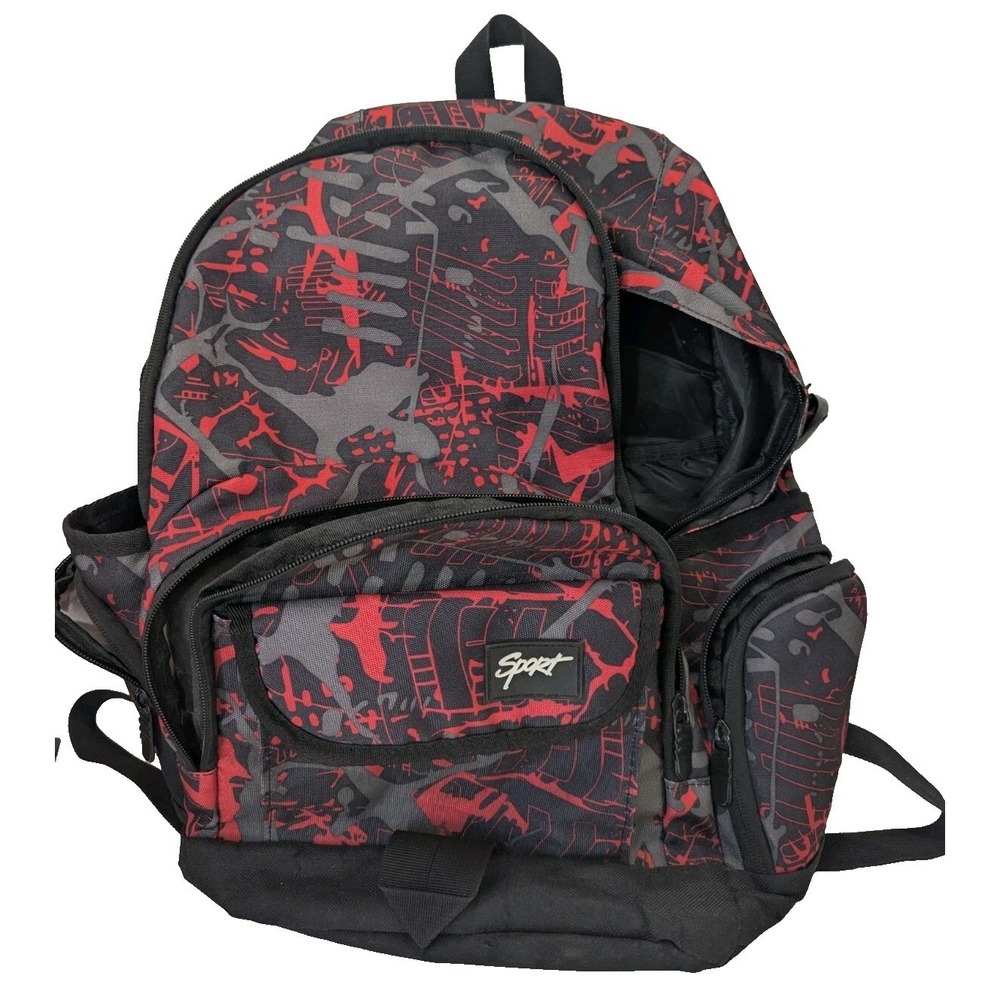 Sport Backpack Travel  Day, School Bag Lightweight Black Red